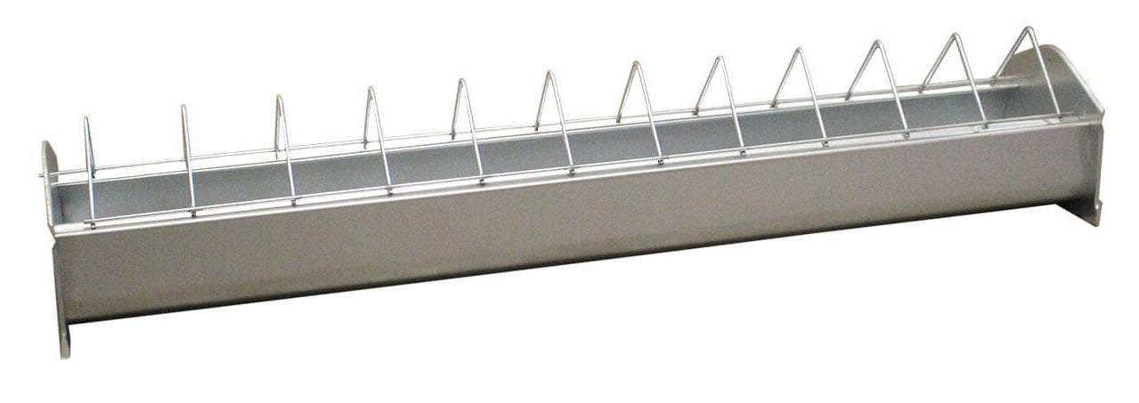 Pullet-Troughs with Feeding Fence, galvanised metal (50cm - 75cm - 100cm)