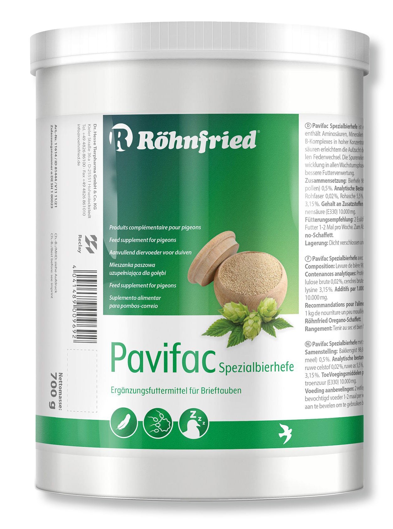 Röhnfried Pavifac Spezialbierhefe (700g)