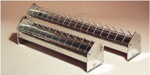 Junghennen-Tröge mit Fressgitter, aus feuerverzinktem Stahlblech (50cm - 75cm - 100cm)