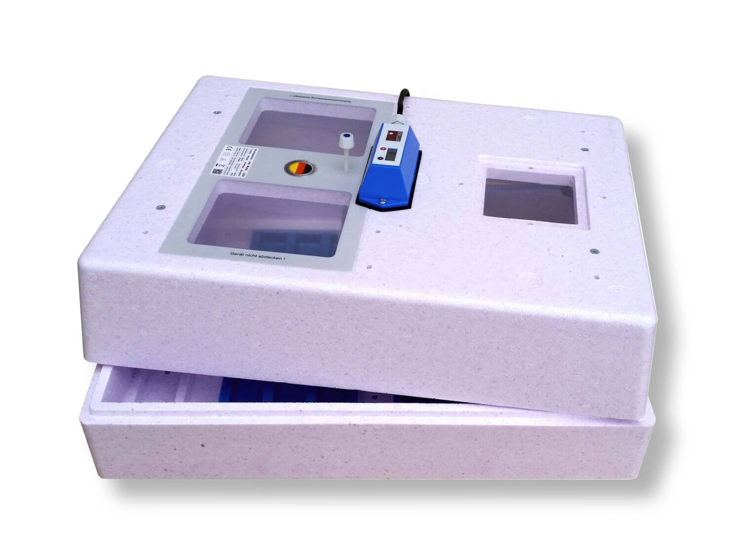 Brutmaschine für ca. 86 Hühnereier, ohne Wendeeinsatz - mit digitaler Anzeige von Temperatur und Feuchte