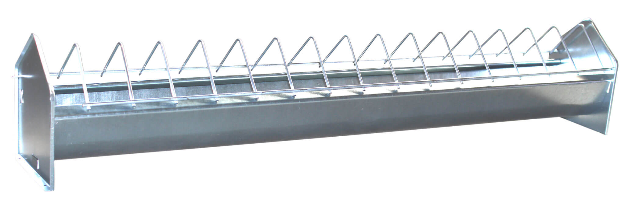 Pullet-Troughs with Feeding Fence, galvanised metal (50cm - 75cm - 100cm)