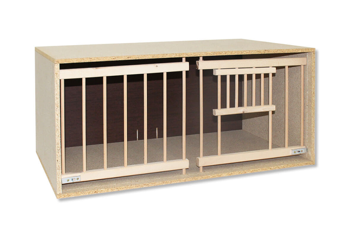 Taubenzelle mit 2 getrennten Holzgittern (77cm x 38cm x 40cm)