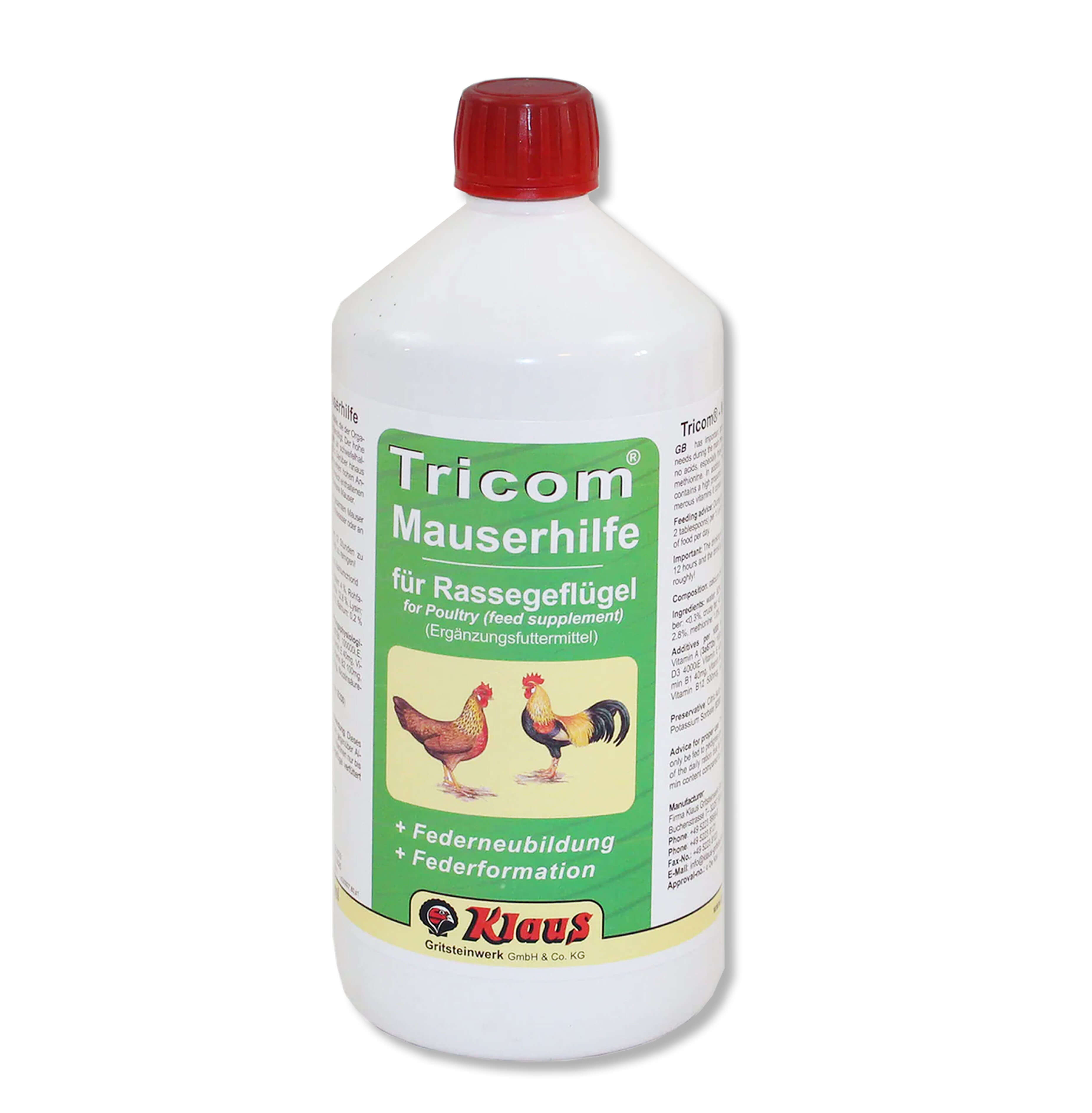 Klaus Tricom Mauserhilfe ("Moulting Aid") for Poultry (1l)