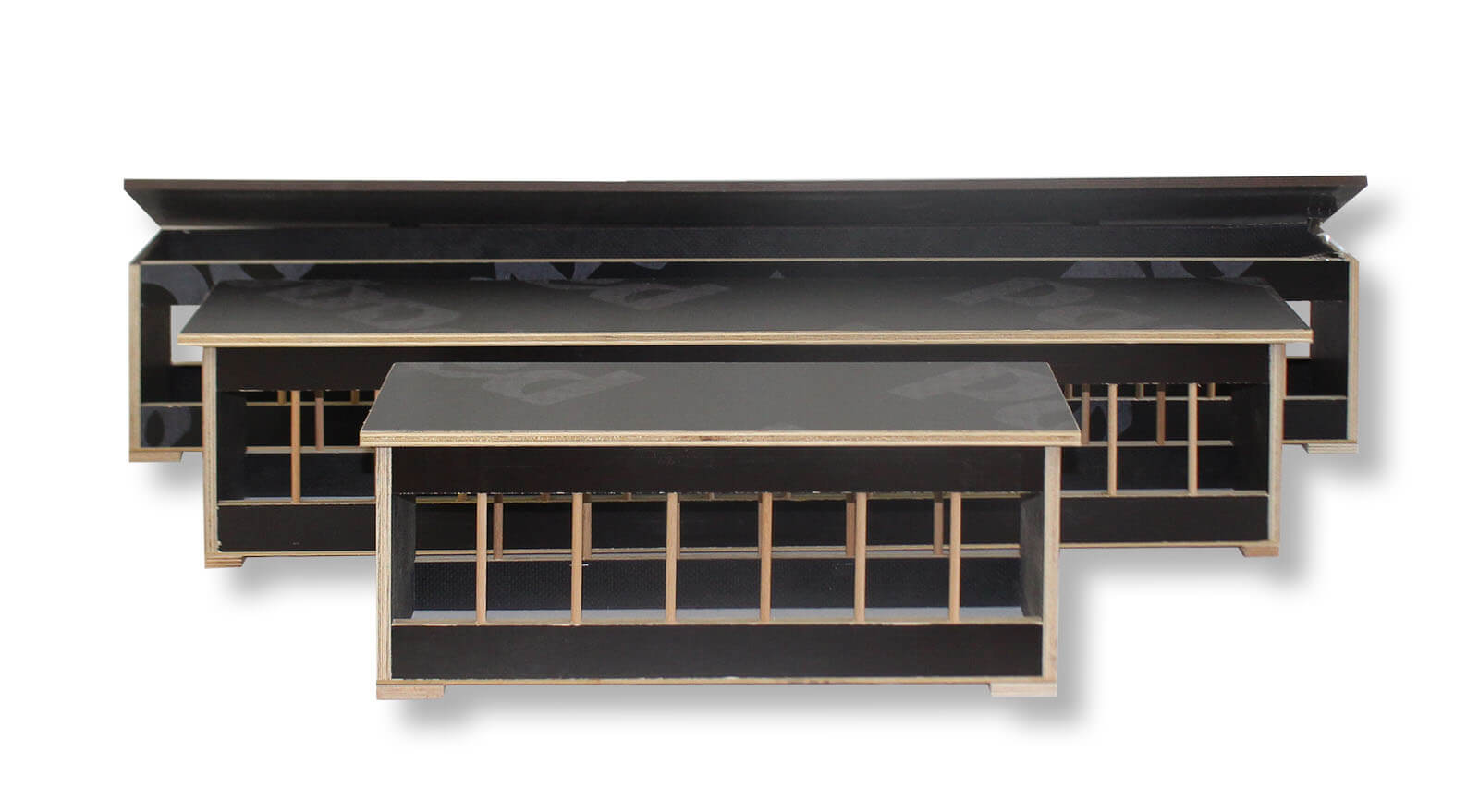 Pigeon Trough made of dark Plywood, with a foldable Lid (40cm - 75cm - 100cm)