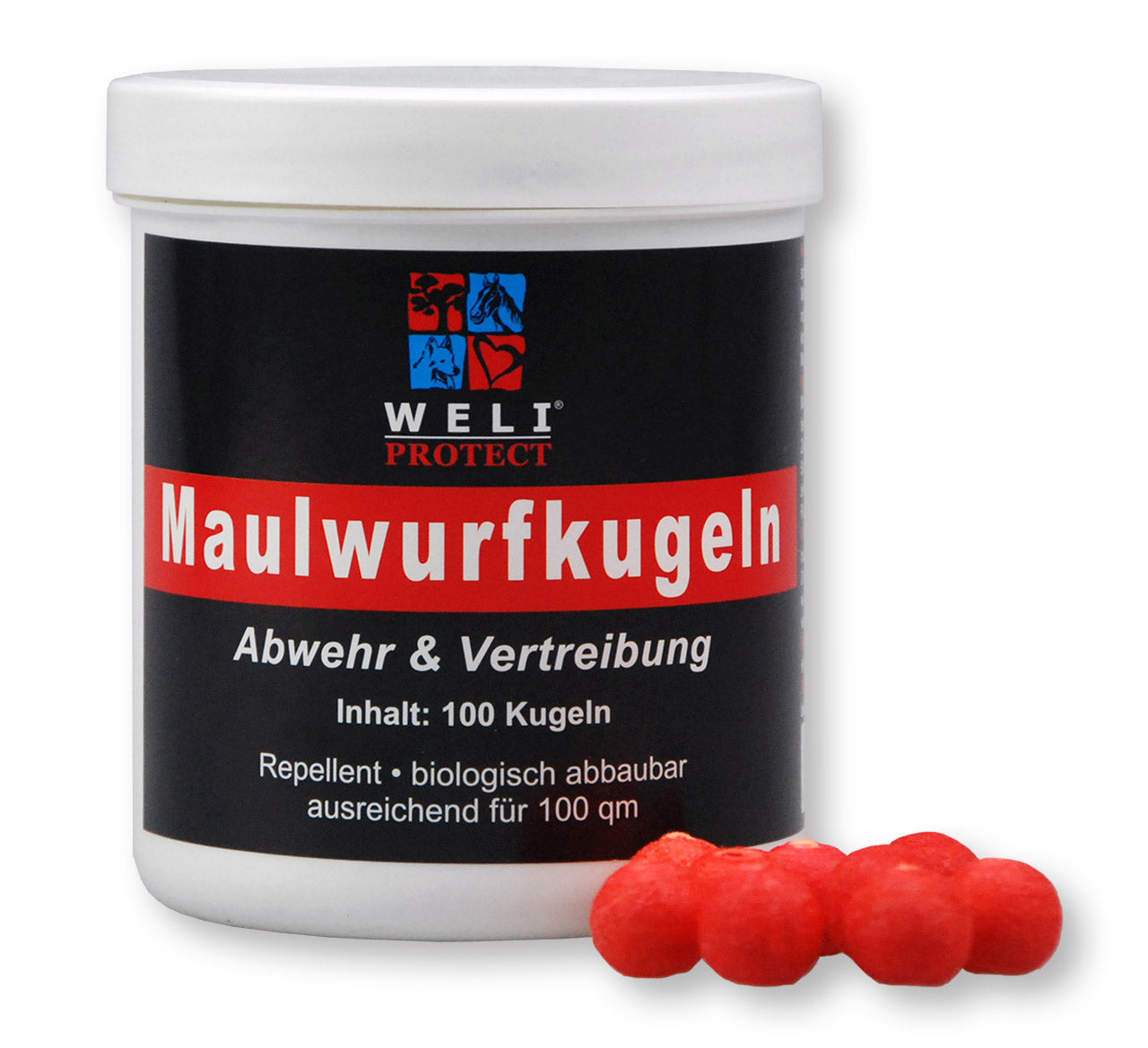 Maulwurf-Kugeln (ohne Gift) - Abwehr- u. Vertreibungsmittel (100 Kugeln)